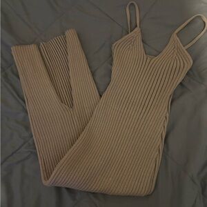 Taupe Bodycon Ribbed Dress